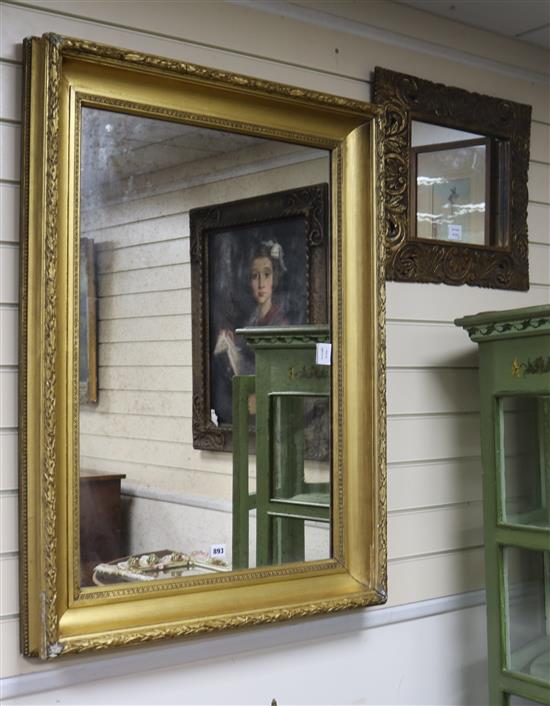 A gilt acanthus leaf carved wall mirror and a gilt picture framed mirror W.75cm and W.50cm